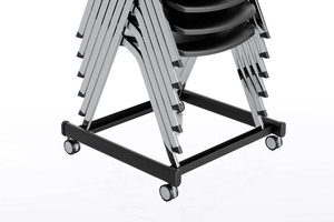 Alle unsere Toledo Stühle können mit dem optional erhältlichen Rollwagen transportiert werden